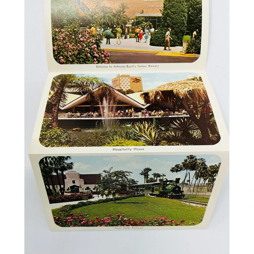 Vintage Florida Busch Gardens Key West Fold Out Postcards Souvenir Lot of 2